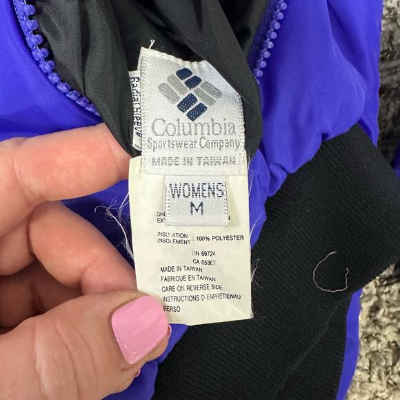 Vintage Columbia Reversible Puffer Winter Ski Jacket Purple Black Retro Women M - Picture 7 of 9